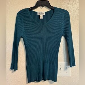Blue, green ribbed sweater